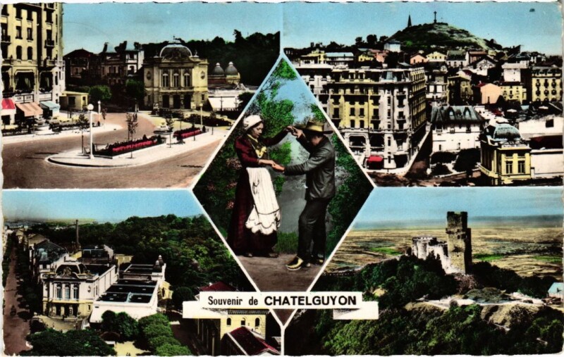 Carte postale ancienne Chatel-Guyon - Souvenir collage à Châtel-Guyon