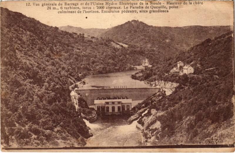 Carte postale ancienne Barrage de la Sioule - Vue générale