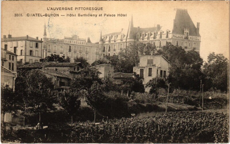 Carte postale ancienne Chatel-Guyon - Hotel Barthelemy et Palace Hotel à Châtel-Guyon