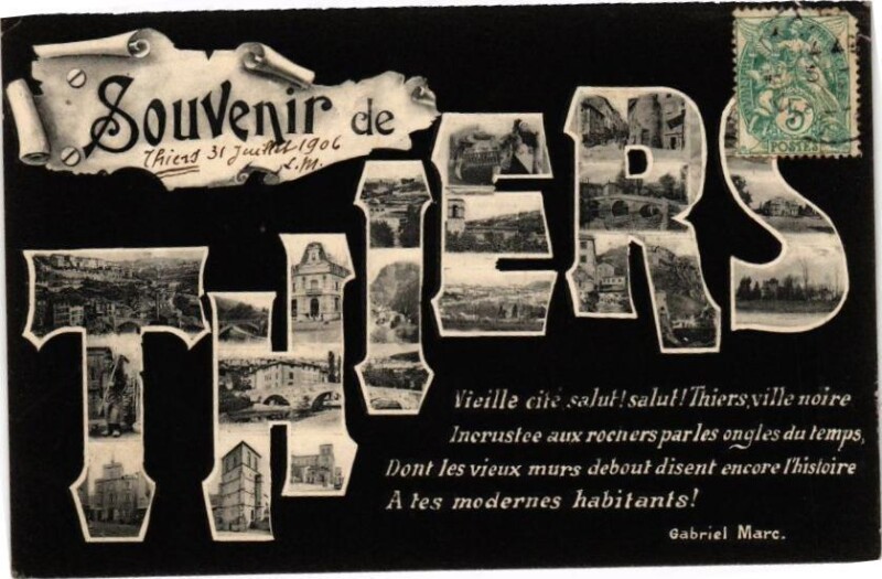 Carte postale ancienne Souvenir de Thiers à Thiers