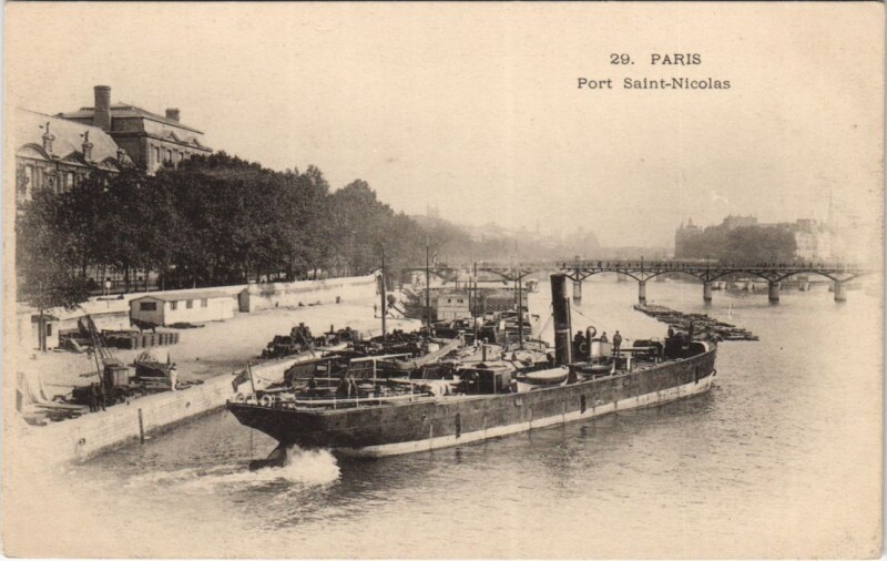 Carte postale ancienne Paris 1e Port Saint-Nicolas à Paris 1er