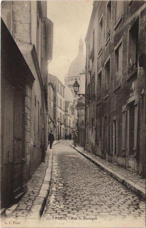 Carte postale ancienne Rue Saint-Rustique à Paris 18e