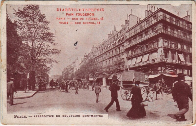 Carte postale ancienne Paris 2e Prespective du boulevard montmartre à Paris 2e