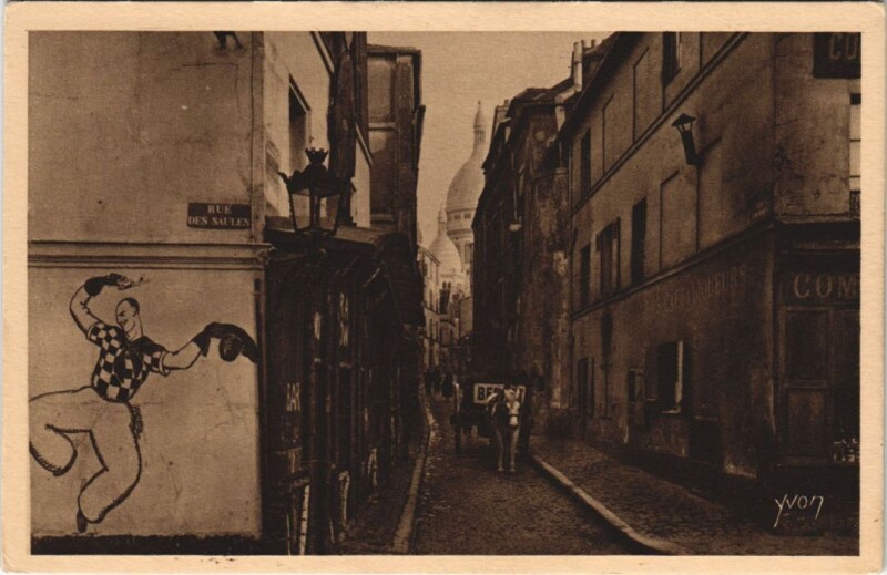 Carte postale ancienne Montmartre - La Rue Saint-Rustique à Paris 18e