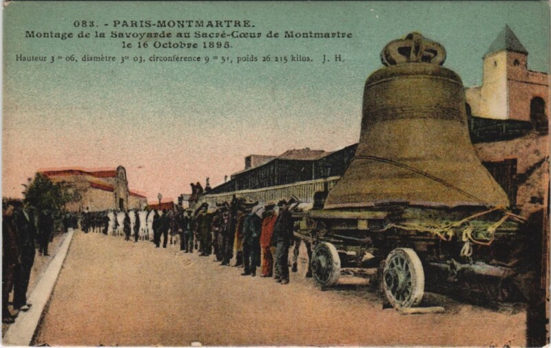 Carte postale ancienne Montage de la Savoyarde au Sacré-Coeur de Montmartre le 16 Octobre 1895 à Paris 18e