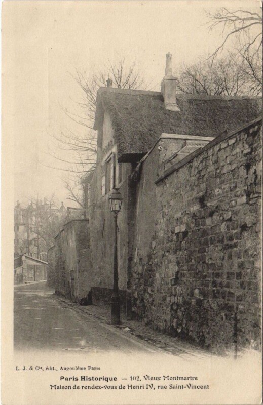 Carte postale ancienne Vieux Montmartre - Maison de rendez-vous de Henri IV - Rue Saint-Vincent à Paris 18e