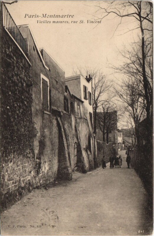 Carte postale ancienne Montmartre - Veilles masures - rue Saint-Vincent à Paris 18e