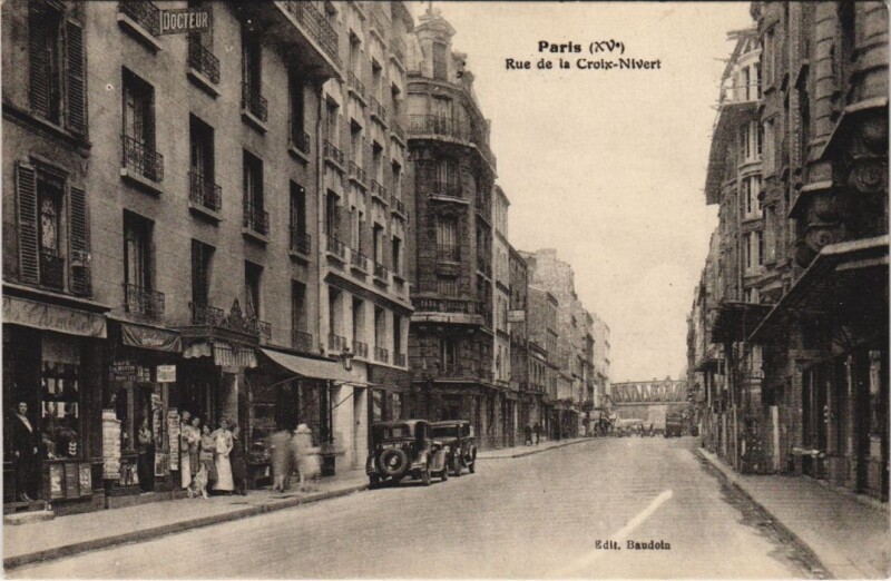 Carte postale ancienne Rue de la Croix-Nivert à Paris 15e