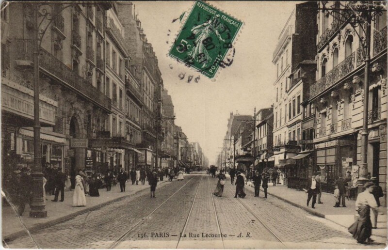Carte postale ancienne La Rue Lecourbe à Paris 15e