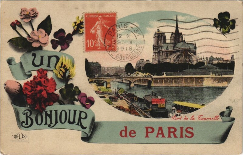 Carte postale ancienne Paris un bonjour