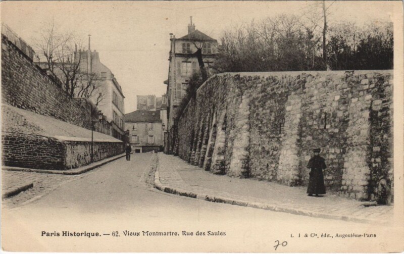 Carte postale ancienne Vieux Montmartre - Rue des Saules à Paris 18e