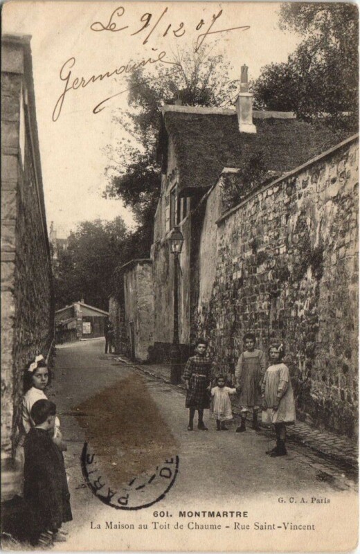 Carte postale ancienne Montmartre - La Maison au toit de chaume - Rue Saint-Vincent à Paris 18e
