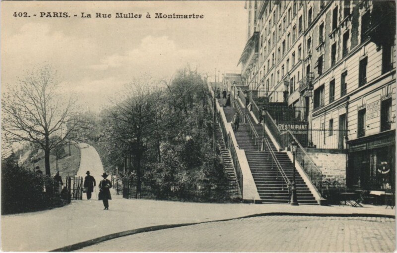 Carte postale ancienne La Rue Muller à Montmartre à Paris 18e