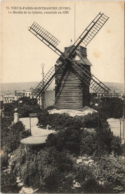 Carte postale ancienne Montmartre - Le Moulin de La Galette à Paris 18e