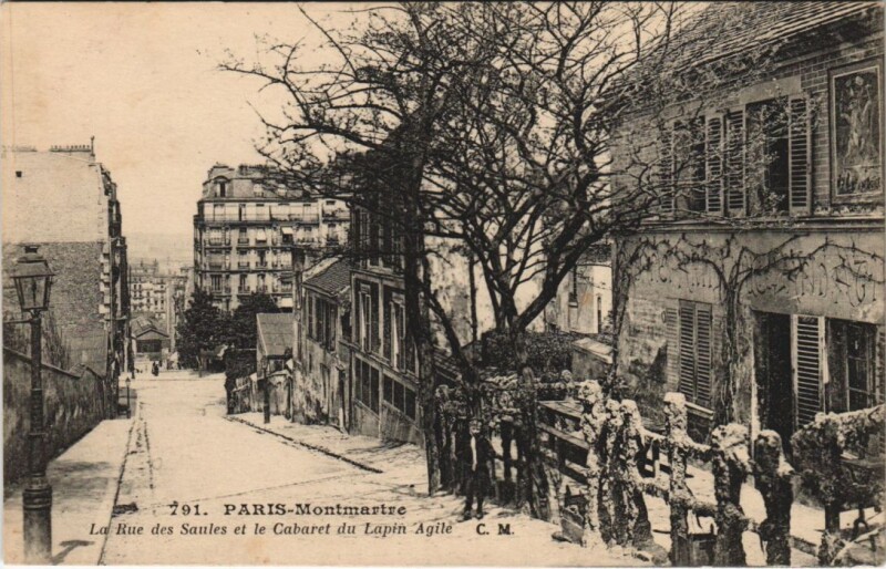 Carte postale ancienne Montmartre - La Rue des Saules et le Cabaret du Lapin-Agile à Paris 18e