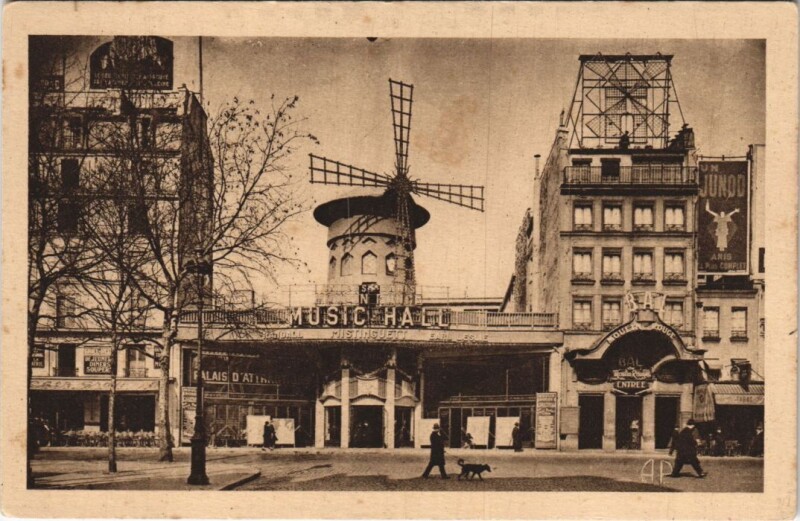 Carte postale ancienne Montmartre - Le Moulin Rouge à Paris 9e