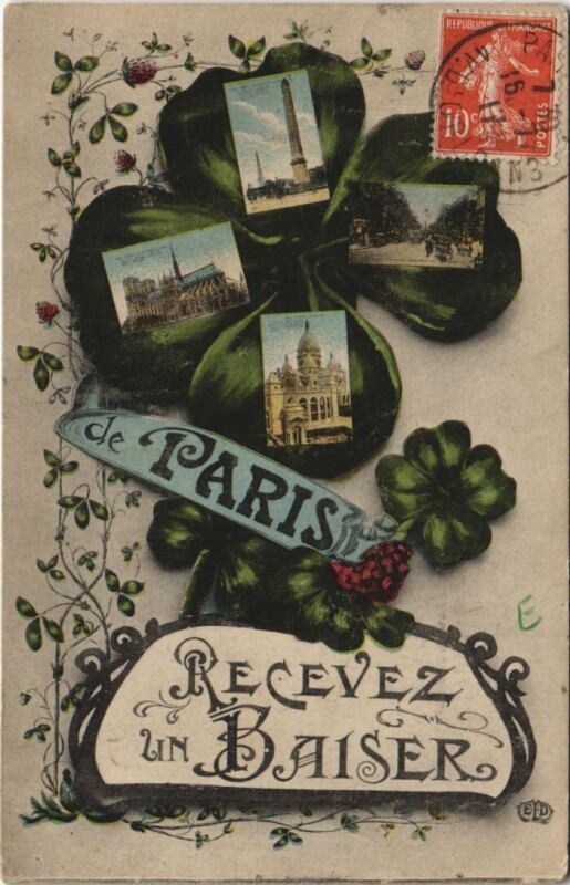 Carte postale ancienne Paris Un baiser