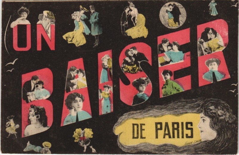 Carte postale ancienne Paris Un baiser