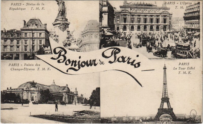 Carte postale ancienne Paris un bonjour