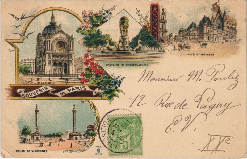 Carte postale ancienne Paris Souvenir Litho