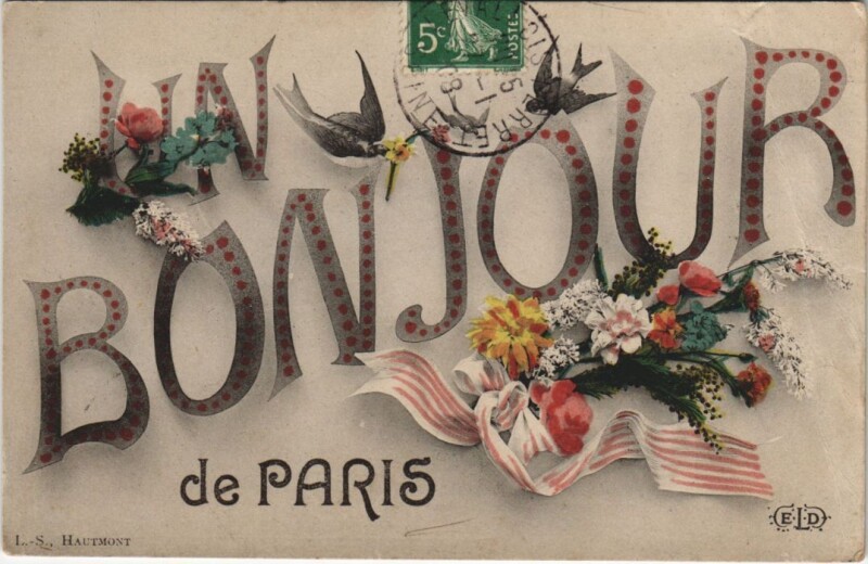 Carte postale ancienne Paris un bonjour