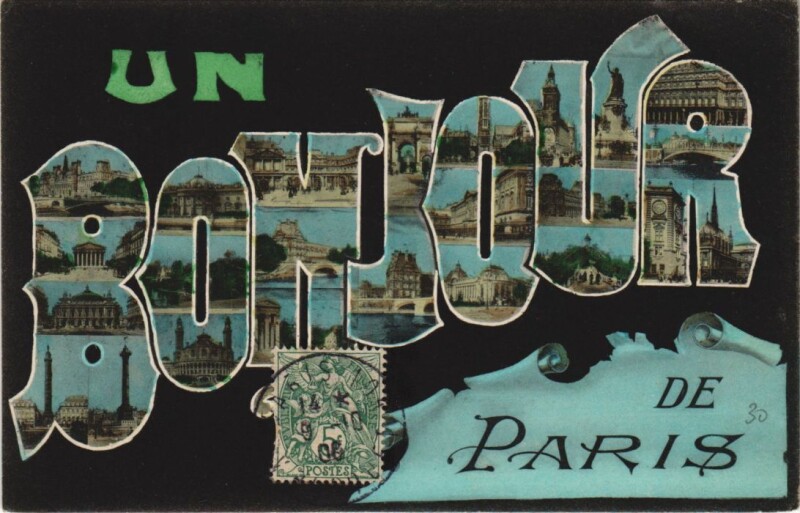 Carte postale ancienne Paris un bonjour