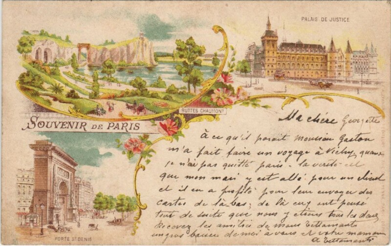 Carte postale ancienne Paris Souvenir Litho