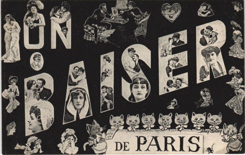 Carte postale ancienne Paris Un baiser
