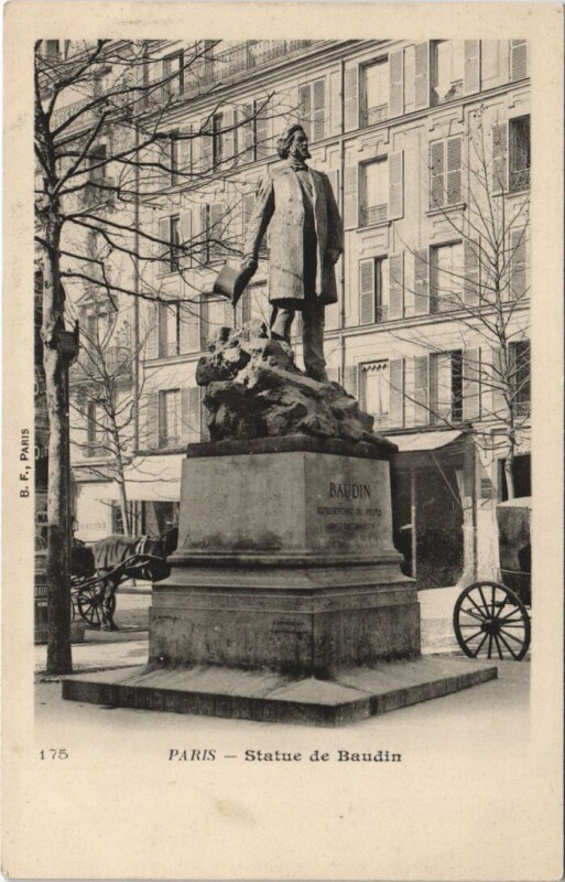 Carte postale ancienne Paris Statue de Baudin