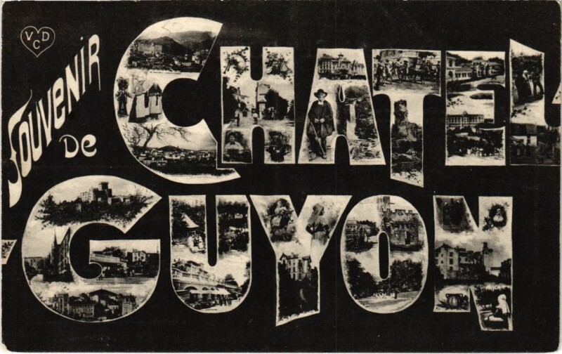 Carte postale ancienne Chatel-Guyon - Souvenir collage à Châtel-Guyon