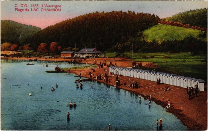 Carte postale ancienne Lac Chambon - Plage
