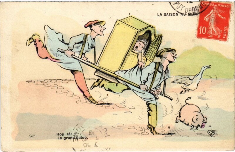 Carte postale ancienne Le Mont-Dore - Hop la! Le grand galop. à Mont-Dore