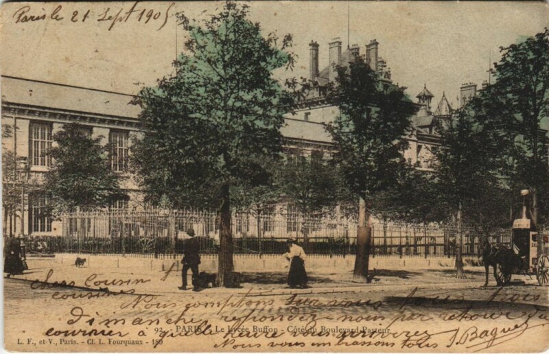 Carte postale ancienne Le Lycée Buffon - Côté du Boulevard Pasteur à Paris 15e