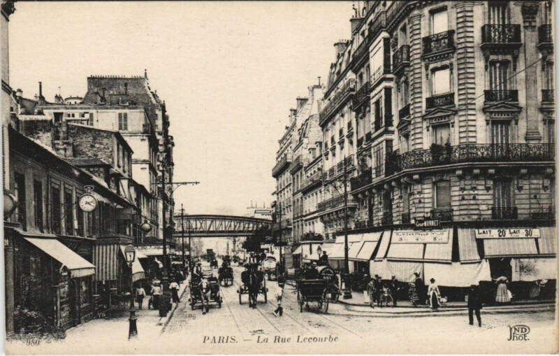 Carte postale ancienne La rue Lecourbe à Paris 15e