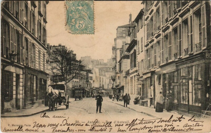 Carte postale ancienne Auteuil - Rue d'Auteuil à Paris 16e