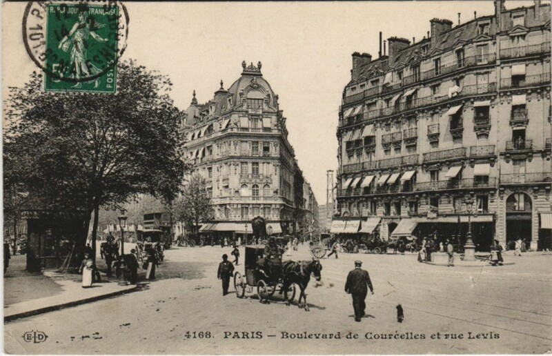 Carte postale ancienne Boulevard de Courcelles et Rue Levis à Paris 17e