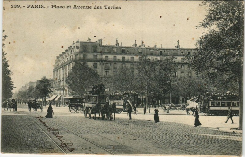 Carte postale ancienne Place et Avenue des Ternes à Paris 8e