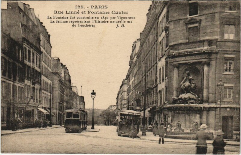 Carte postale ancienne Paris 5e Rue Linné Fontaine Cuvier à Paris 5e