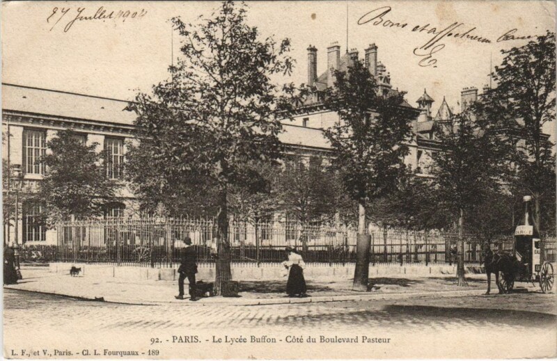 Carte postale ancienne Le Lycée Buffon - Côté du Boulevard Pasteur à Paris 15e