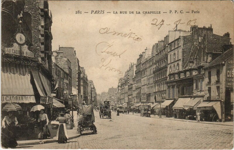 Carte postale ancienne La Rue de la Chapelle à Paris 18e