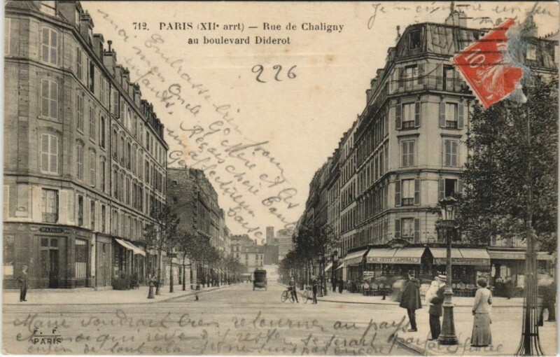 Carte postale ancienne Paris 12e Rue de Chaligny Bd Diderot à Paris 12e