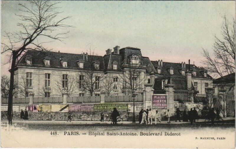 Carte postale ancienne Paris 12e Hopital Saint-Antoine Bd Diderot à Paris 12e