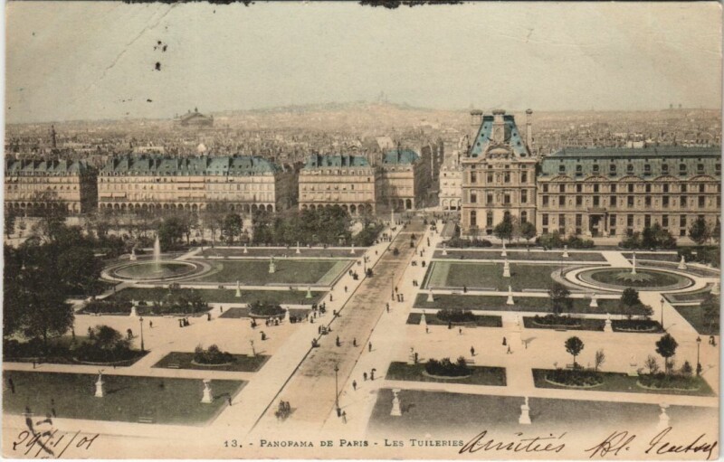 Carte postale ancienne Paris 1e Panorama Les Tuileries à Paris 1er