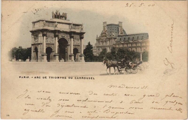 Carte postale ancienne Paris 1e Arc de Triomphe du Carrousel à Paris 1er