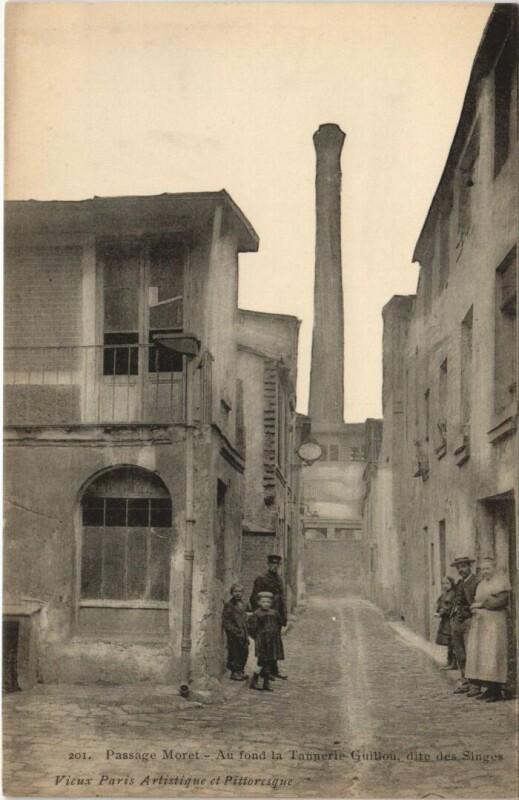 Carte postale ancienne Paris 13e Passage Moret Tannerie Gouillou à Paris 13e