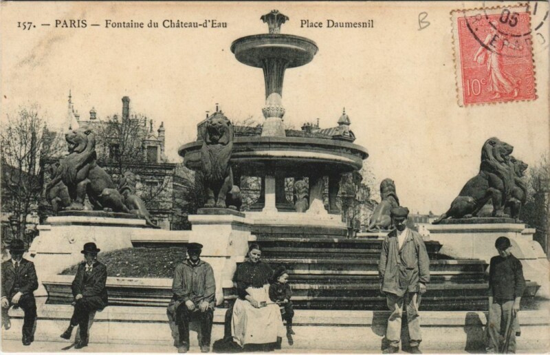 Carte postale ancienne Paris 12e place Daumesnil Fontaine du Chateau d'Eau à Paris 12e