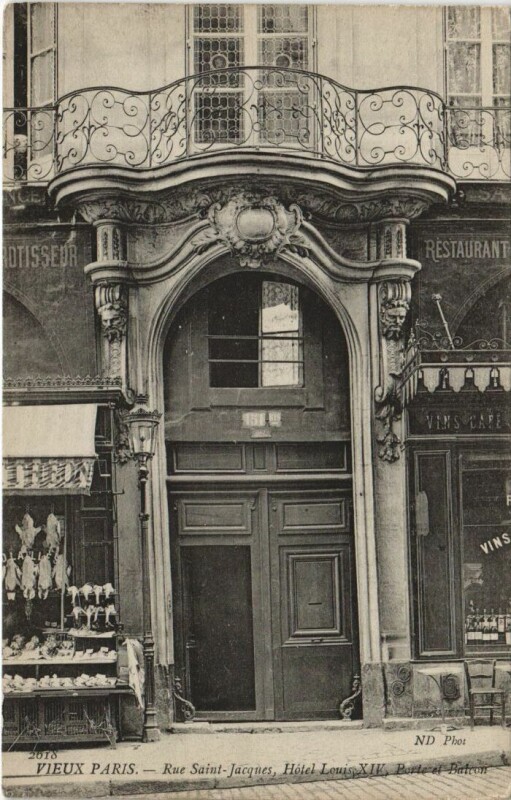 Carte postale ancienne Paris 5e Rue Saint-Jacques hotel Louis Xiv à Paris 5e