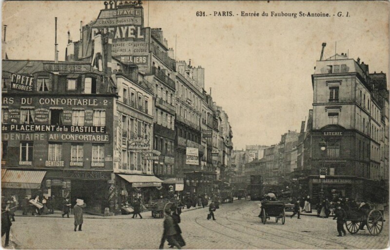 Carte postale ancienne Paris 11e Faub Saint-Antoine à Paris 11e