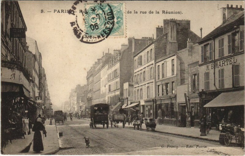 Carte postale ancienne Rue d'Avron vue de la rue de la Réunion à Paris 20e