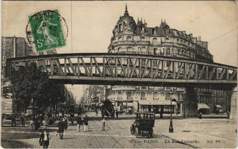 Carte postale ancienne La Rue Lecourbe à Paris 15e